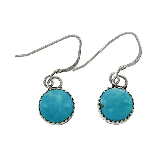 Native American J Platero Sterling Silver Turquoise French Wire Dangle Earrings - Picture 1 of 4